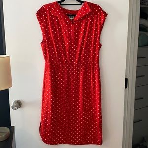 Anne Klein MidMod Red Polka Dot dress sz 10